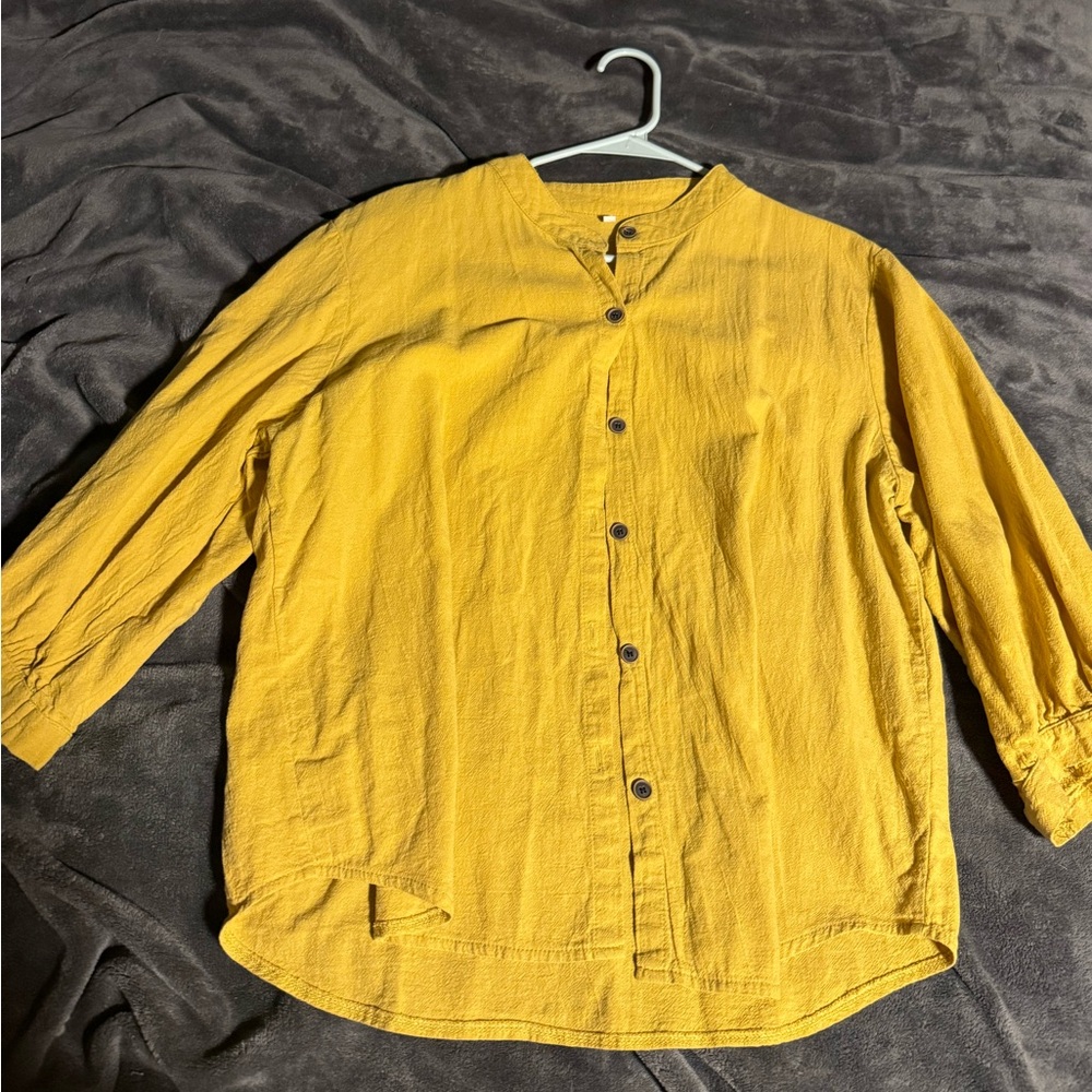 Mustard Yellow Button-Up Lightweight Shirt